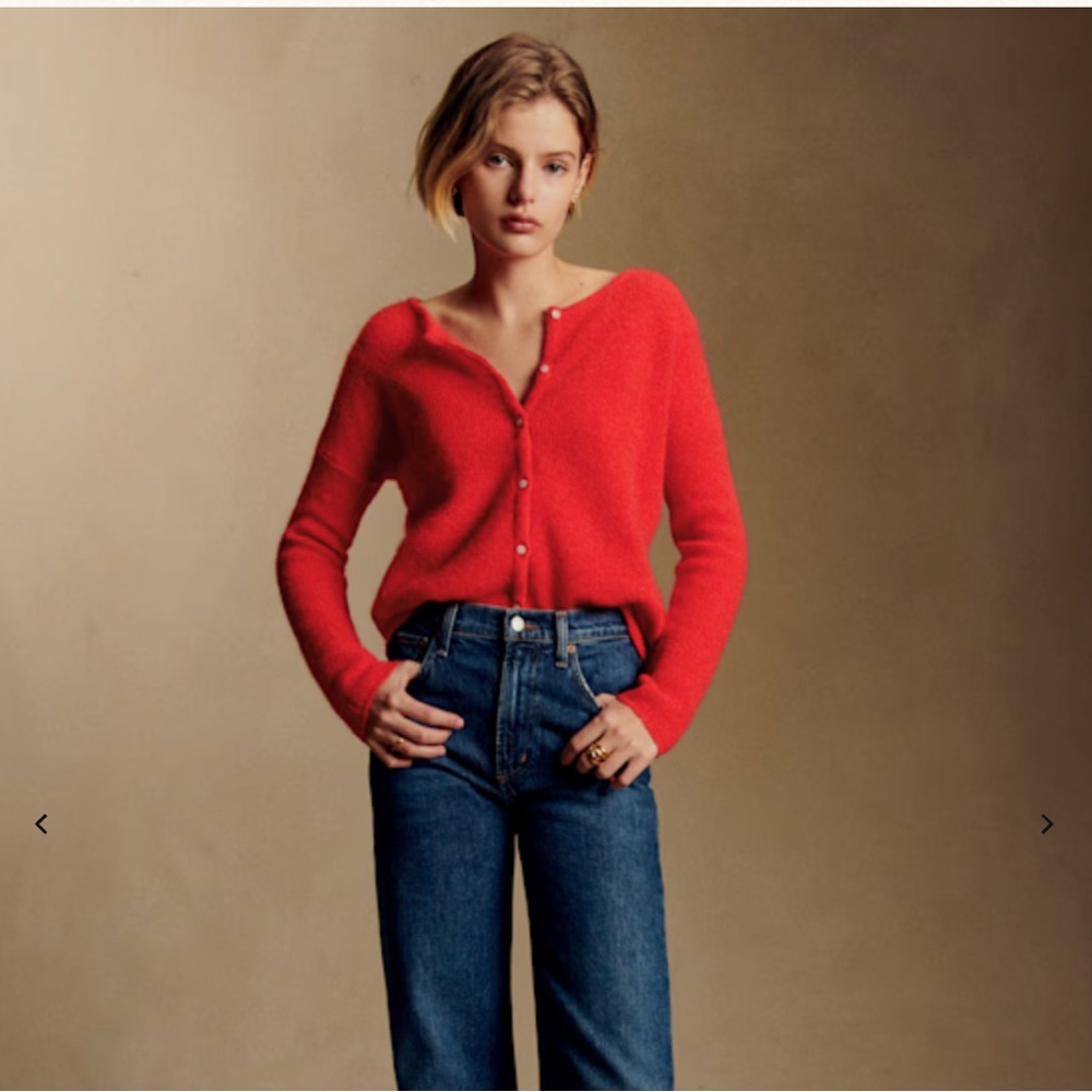 Sezane Gaspard Cardigan Sweater in Red - XXL (US XL)